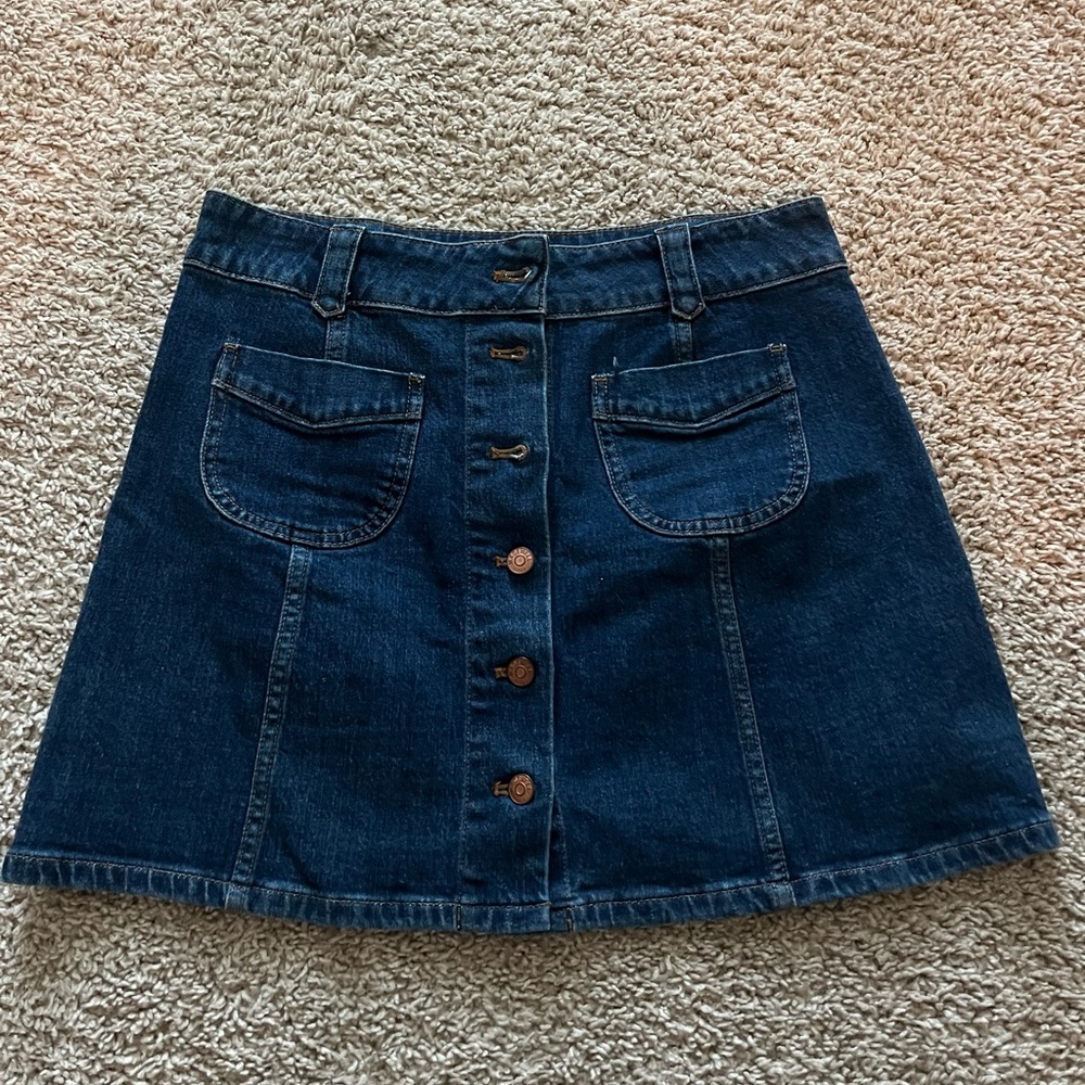 MADEWELL Denim A-Line Skirt Size 8 Button Front Blue Pockets Women’s